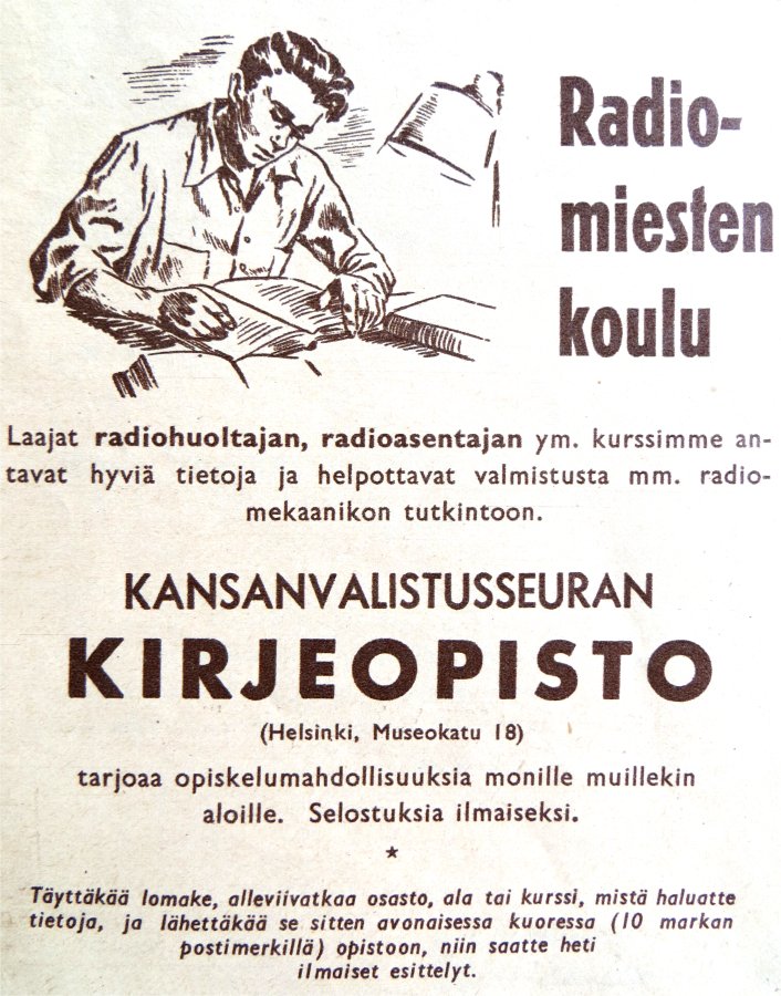Radiomiesten koulu KVSK-opisto Seura nro:9 / 3.3.1954 (Juhani MÃ¤ki-Teppo)